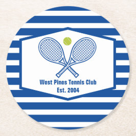 Custom Tennis Country Club Blaue Streifen Runder Pappuntersetzer