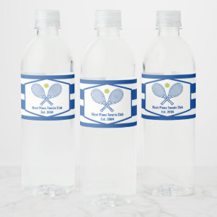 Custom Tennis Country Club Blaue Streifen Wasserflaschenetikett