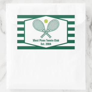 Custom Tennis Country Club Green gestreift Rechteckiger Aufkleber