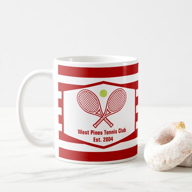 Custom Tennis Country Club Roter Streifen Kaffeetasse (Mit Donut)