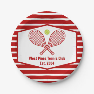 Custom Tennis Country Club Roter Streifen Pappteller