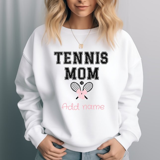 Custom Tennis Mama mit rosa Bow & Rackets Sweatshirt (Von Creator hochgeladen)