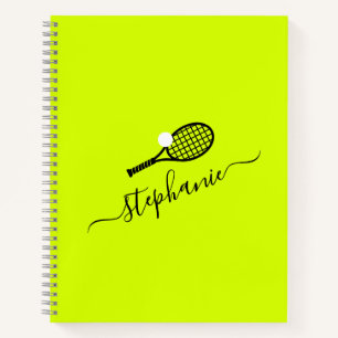 Custom Tennis Racket Monogram Name Gelb Notizbuch
