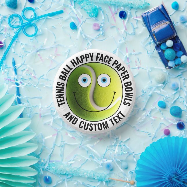 Custom Tennis Theme Party BLUE EYES Happy Face 7" Pappteller (Party)