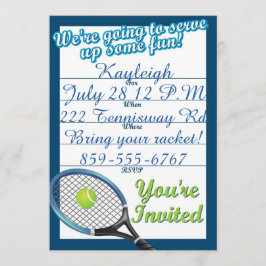 Custom Tennis Themed Einladung