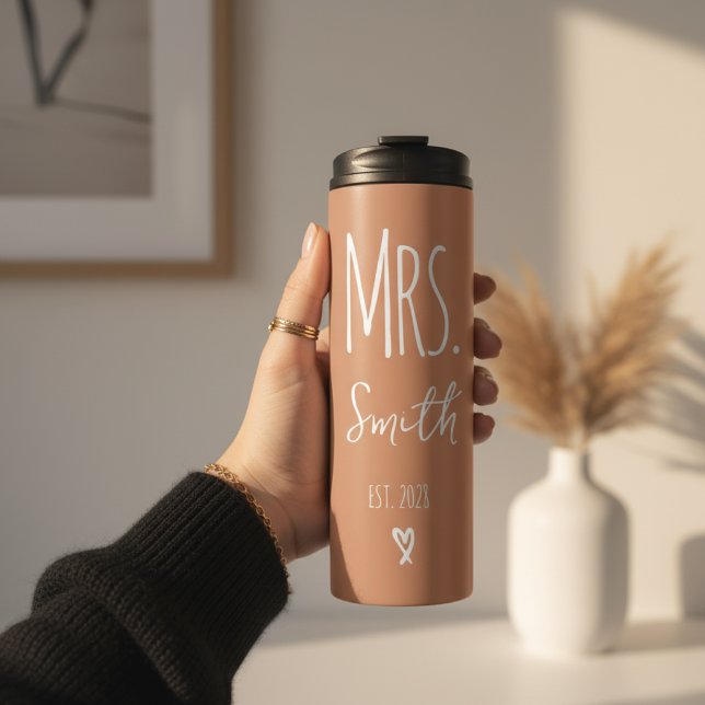 Custom Terracotta Couple Tumbler for Hubby & Wifey Thermosbecher (Terracotta Christmas Gift Couple Tumbler – Custom Mr and Mrs Travel Cup for Him or Her)