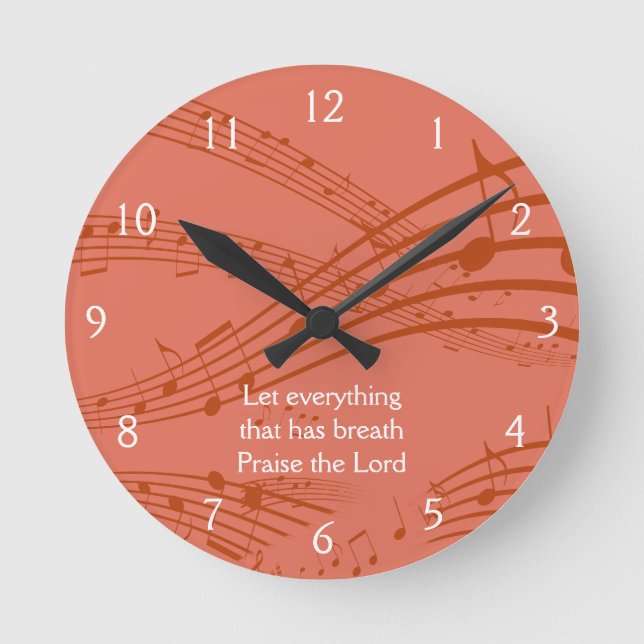 Custom Terracotta MUSIC NOTES Runde Wanduhr (Vorderseite)