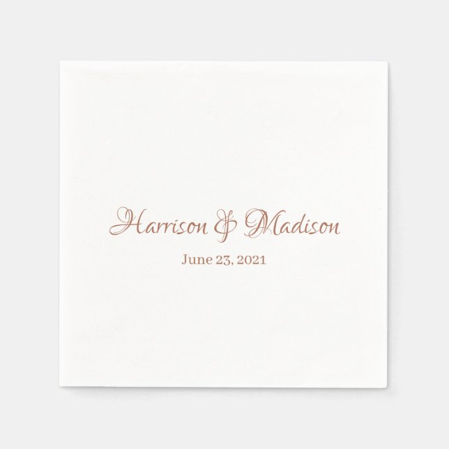 Custom terracotta Script Couple Name Date Wedding Serviette (Vorderseite)