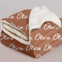 Custom Terracotta Sherpa Blanket for Bridesmaids