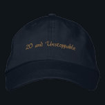 Custom Text 20 and Unstoppable Ambition-Hat Bold  Bestickte Baseballkappe<br><div class="desc">Own your milestone with this Navy Alternative Apparel Basic Adjustable Cap featuring bold “20 and Unstoppable” embroidery that radiates confidence and ambition. The one-size-fits-all adjustable strap ensures a comfortable, secure fit—perfect for birthday parties, campus events, photoshoots, or celebratory outings. Order in bulk for your entire crew to create a powerful,...</div>