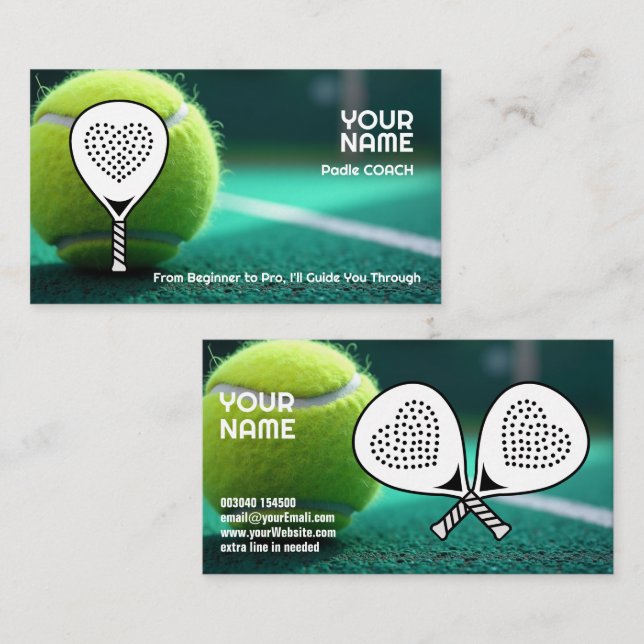 🎾Custom text,  Ace Your Game Padel Coach  Visitenkarte (Vorne/Hinten)