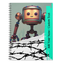 CUSTOM TEXT - Ai Image - Niedliches Roboter-Notebo Notizblock