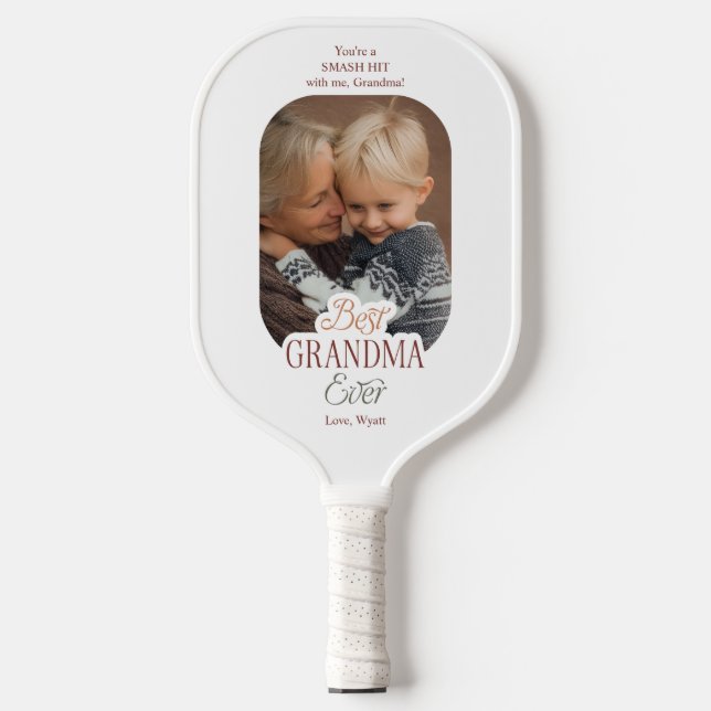 Custom Text and Photo Best Grandma Ever Pickleball Schläger (Vorderseite)