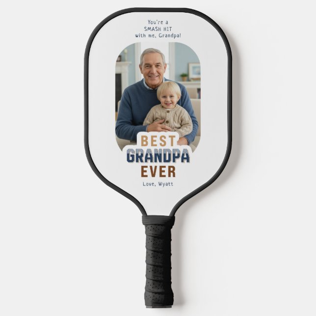 Custom Text and Photo Best Grandpa Ever Pickleball Schläger (Vorderseite)