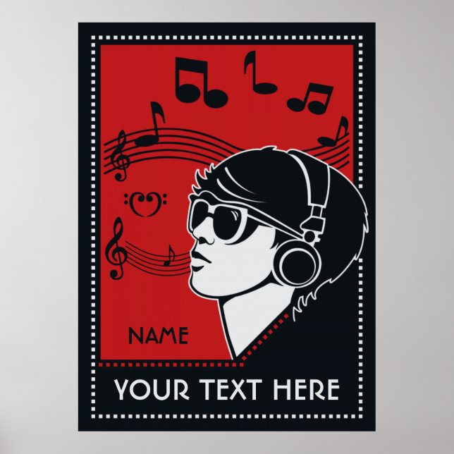 Custom Text Art Deco Music Poster (Vorne)