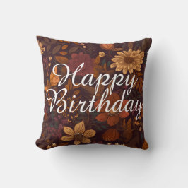 Custom Text Autumn Floral Beauty brown season Kissen