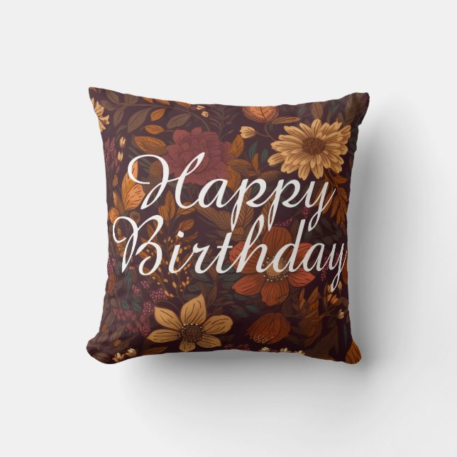 Custom Text Autumn Floral Beauty brown season Kissen (Vorderseite)