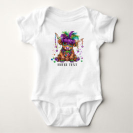Custom Text Baby Girl Niedlich Mardi Gras Highland Strampler