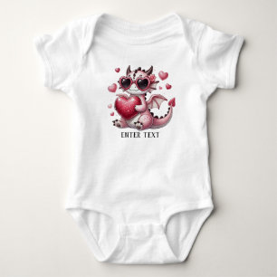 Custom Text Baby Girl T-Rex Dino Liebe Strampler
