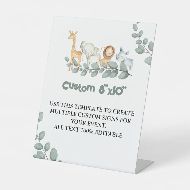 Custom Text Baby Shower Wild One Pedestal Sockelschild (Vorderseite)