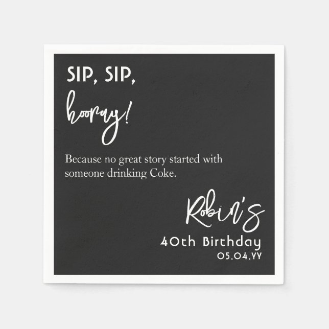 Custom Text Based Funny 40th 50th 60th Birthday Serviette (Vorderseite)