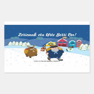 Custom text Baskische Olentzero Weihnachtsschneesz Rechteckiger Aufkleber