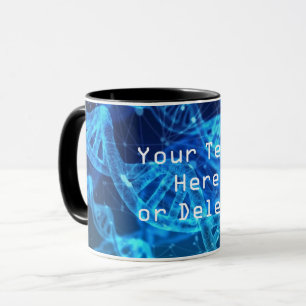 Custom Text Blue Double Helix DNA Strand Science Tasse