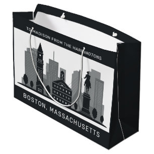 Custom Text Boston Massachusetts Große Geschenktüte
