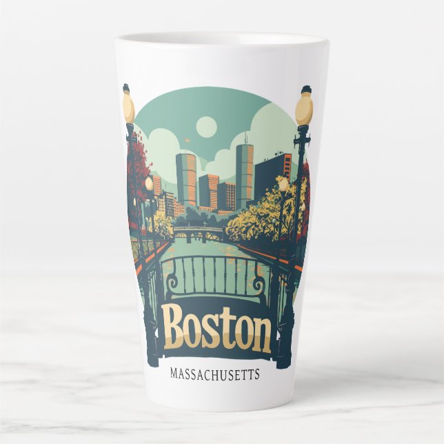 Custom Text Boston Massachusetts Milchtasse (Vorderseite)