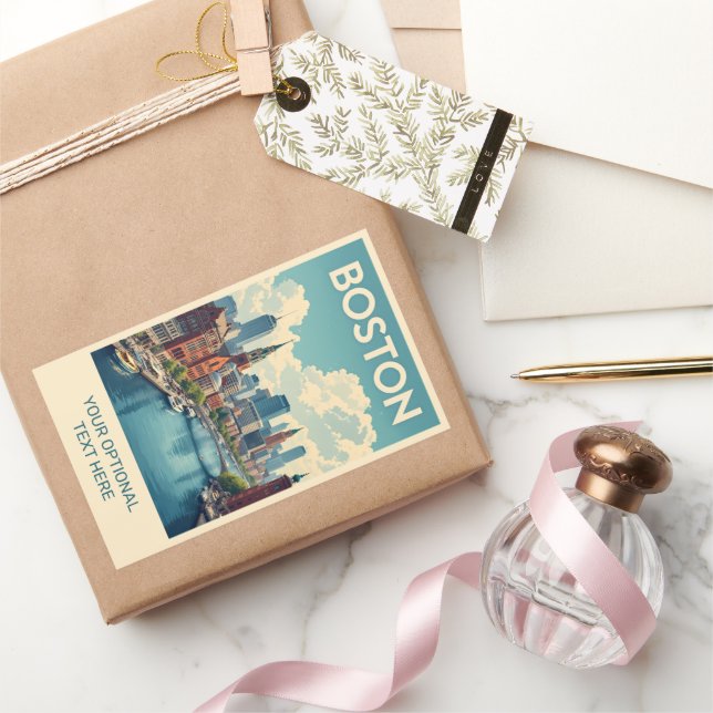 Custom Text Boston Massachusetts Rechteckiger Aufkleber (Schenken)