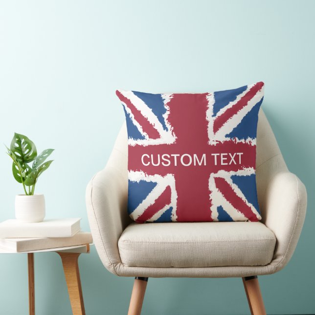 Custom Text British Union Jack Flag Art Heva Weva Kissen (Stuhl )