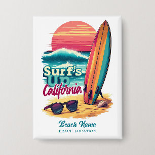 Custom Text California Surfing Button
