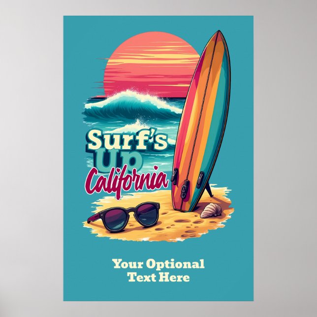 Custom Text California Surfing Poster (Vorne)