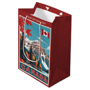 Custom Text Canada Travel Poster Mittlere Geschenktüte