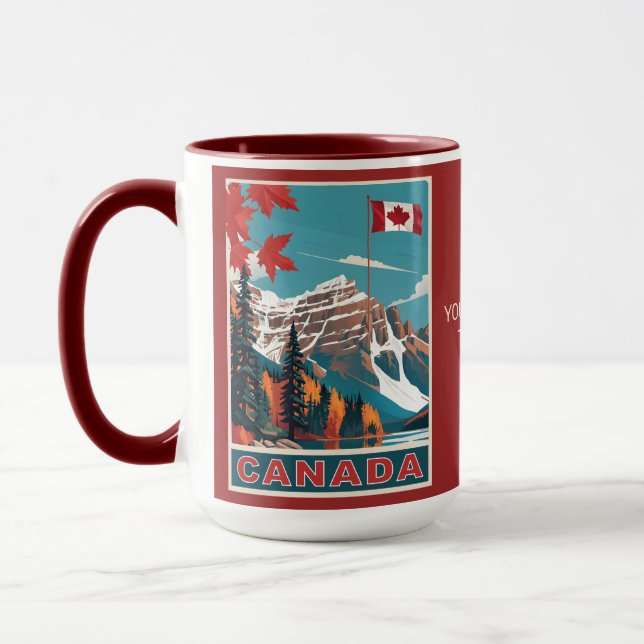 Custom Text Canada Travel Poster Tasse (Links)