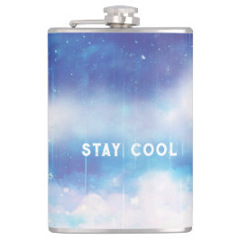 Custom Text Celestial Blue Nebel Wrapped Flask Flachmann