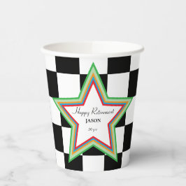 Custom Text, Checkered Happy Retirement Paper Cups Pappbecher