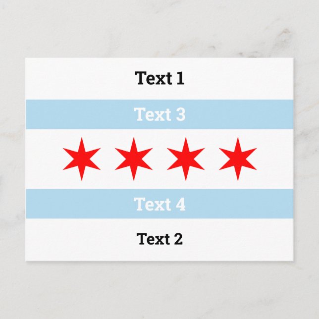 Custom Text Chicago Flag Blue Stripes Red Stars Postkarte (Vorderseite)