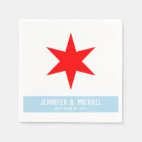 Custom Text Chicago Flag Red 6-Punkte Star | Blau