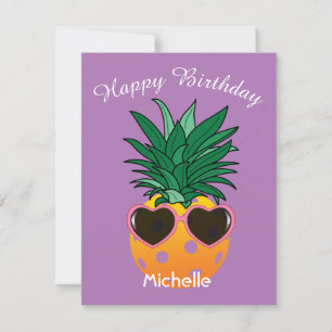 Custom text / colour Pickleball pineapple birthday Karte