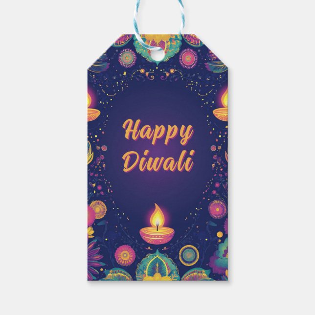 Custom text, Diwali Bliss Tag - Light & Joy Geschenkanhänger (Vorderseite)