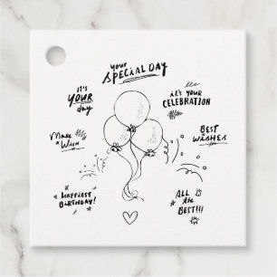 Custom Text Doodle Modern Balloon Happy Birthday Geschenkanhänger