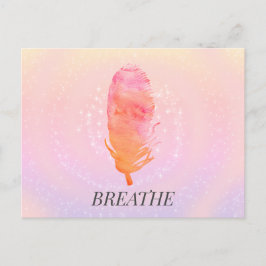 Custom Text Dreamy Sky Hübsch rosa Feather Breathe Postkarte