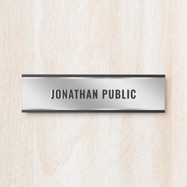 Custom Text Elegant Modern Simple Silver Home Türschild (Vorderseite )