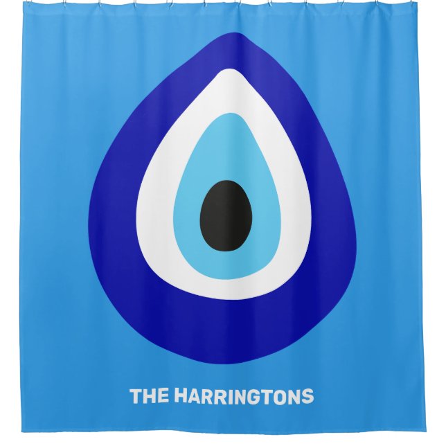 Custom Text Evil Eye Nazar Amulet Duschvorhang (Vorderseite)