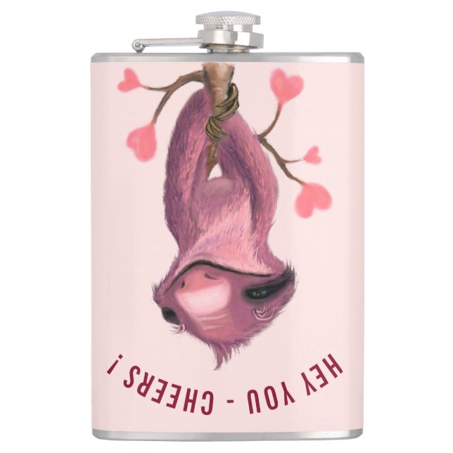 Custom Text Flask Funny Romantic Sloth - Chefs Flachmann (Vorderseite)