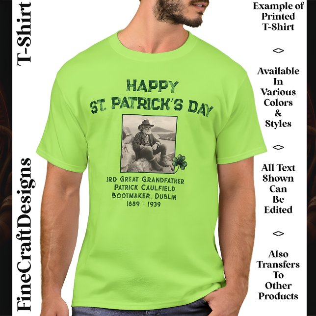 Custom Text Foto, Irish Roots St Patrick's Day 05 T-Shirt (Von Creator hochgeladen)