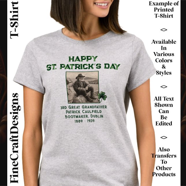 Custom Text Foto, Irish Roots St Patrick's Day 05 T-Shirt (Von Creator hochgeladen)