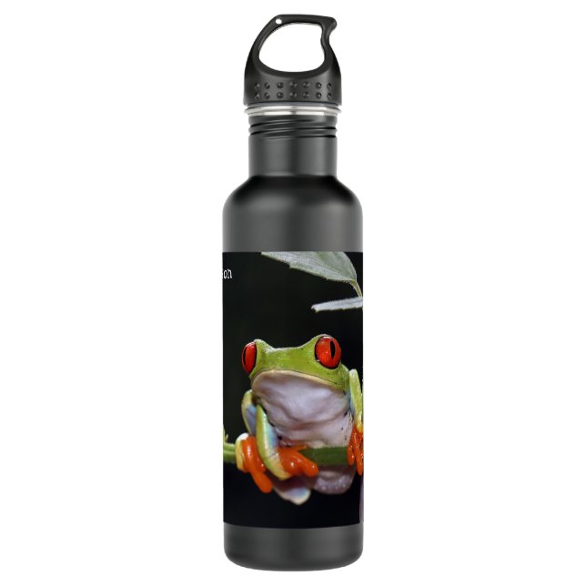 Custom Text Frosch Edelstahl Wasserflasche Edelstahlflasche (Vorderseite)