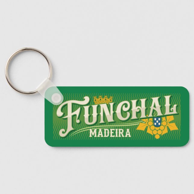 Custom Text Funchal Madeira Schlüsselanhänger (Rückseite)